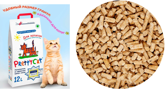 Наполнитель древесный "PrettyCat Wood Granules" для котят 12 л/ 4 кг Наполнитель древесный "PrettyCat Wood Granules" для котят 12 л/ 4 кг